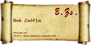 Bek Zsófia névjegykártya